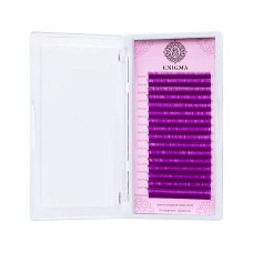 Фиолетовые ресницы Enigma, микс, 16 линий, изгиб L, толщина 0.07, длина микс от 6 мм до 13 мм